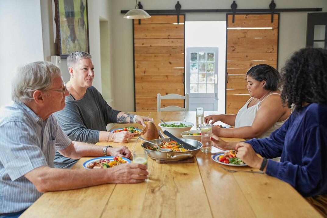 family having dinner together