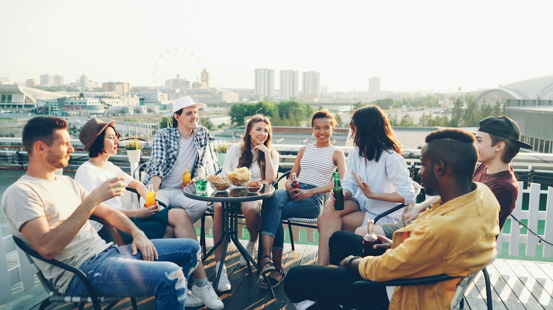 diverse friends talking
