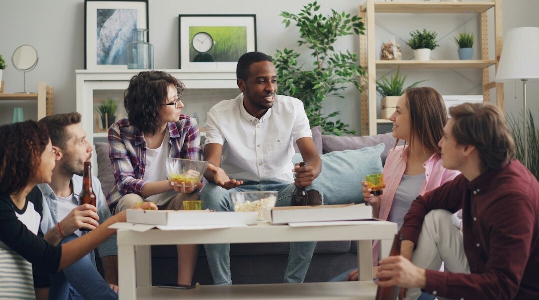 diverse group discussing social issues
